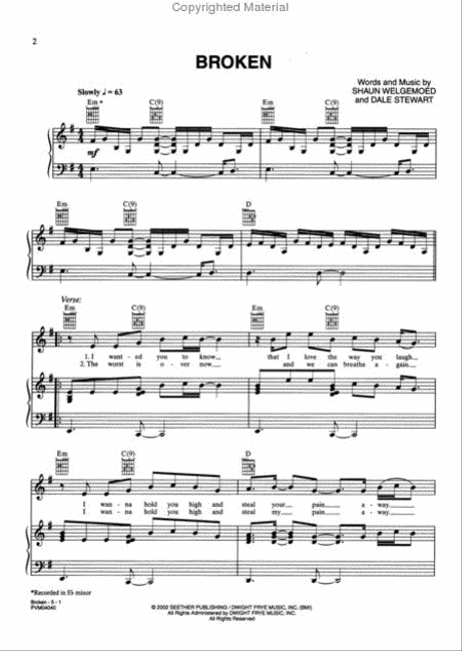 Broken Piano, Vocal, Guitar scores gallery preview page 2