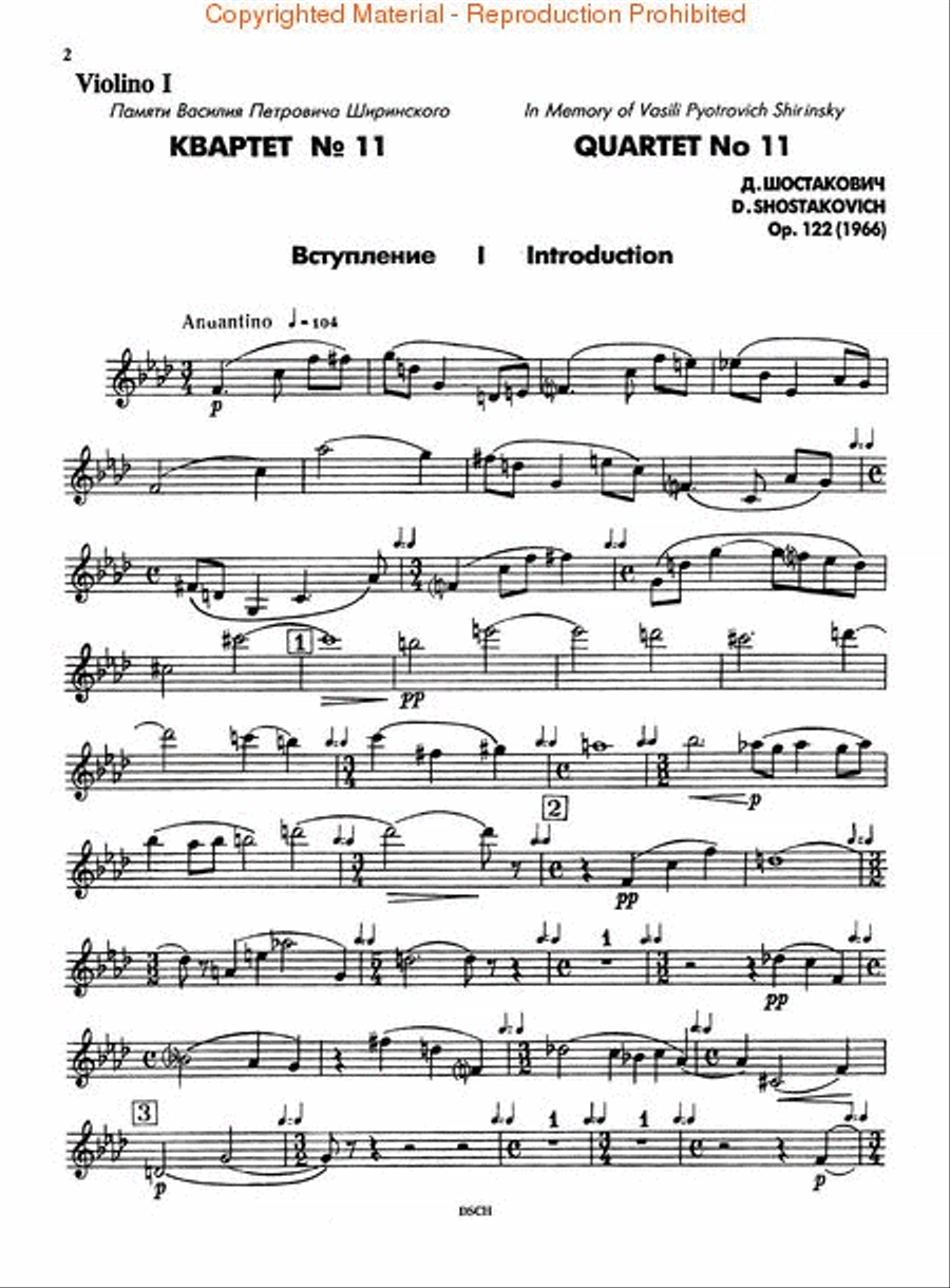 String Quartet No. 11, Op. 122 String Quartet scores gallery preview page 2