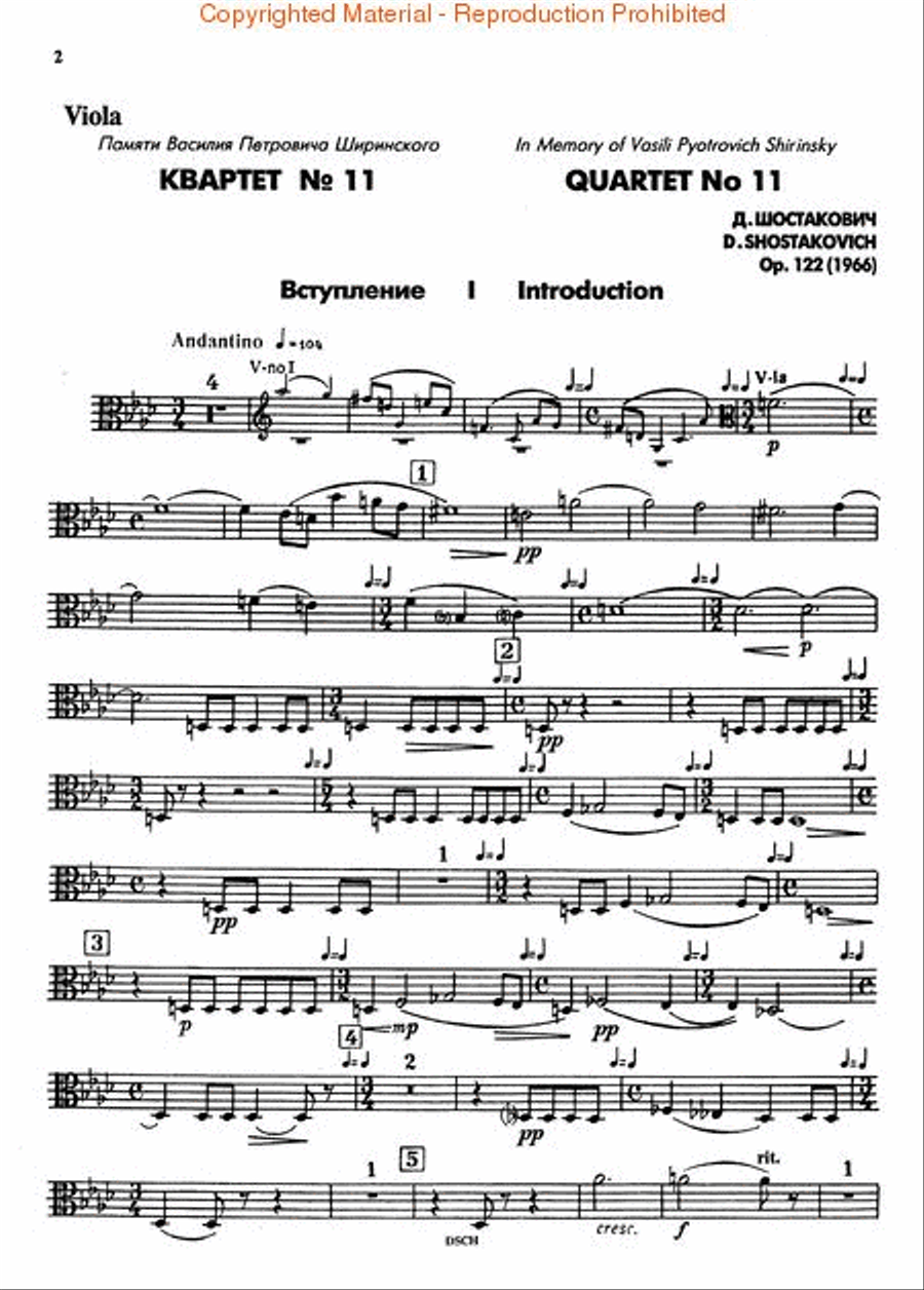 String Quartet No. 11, Op. 122 String Quartet scores gallery preview page 3