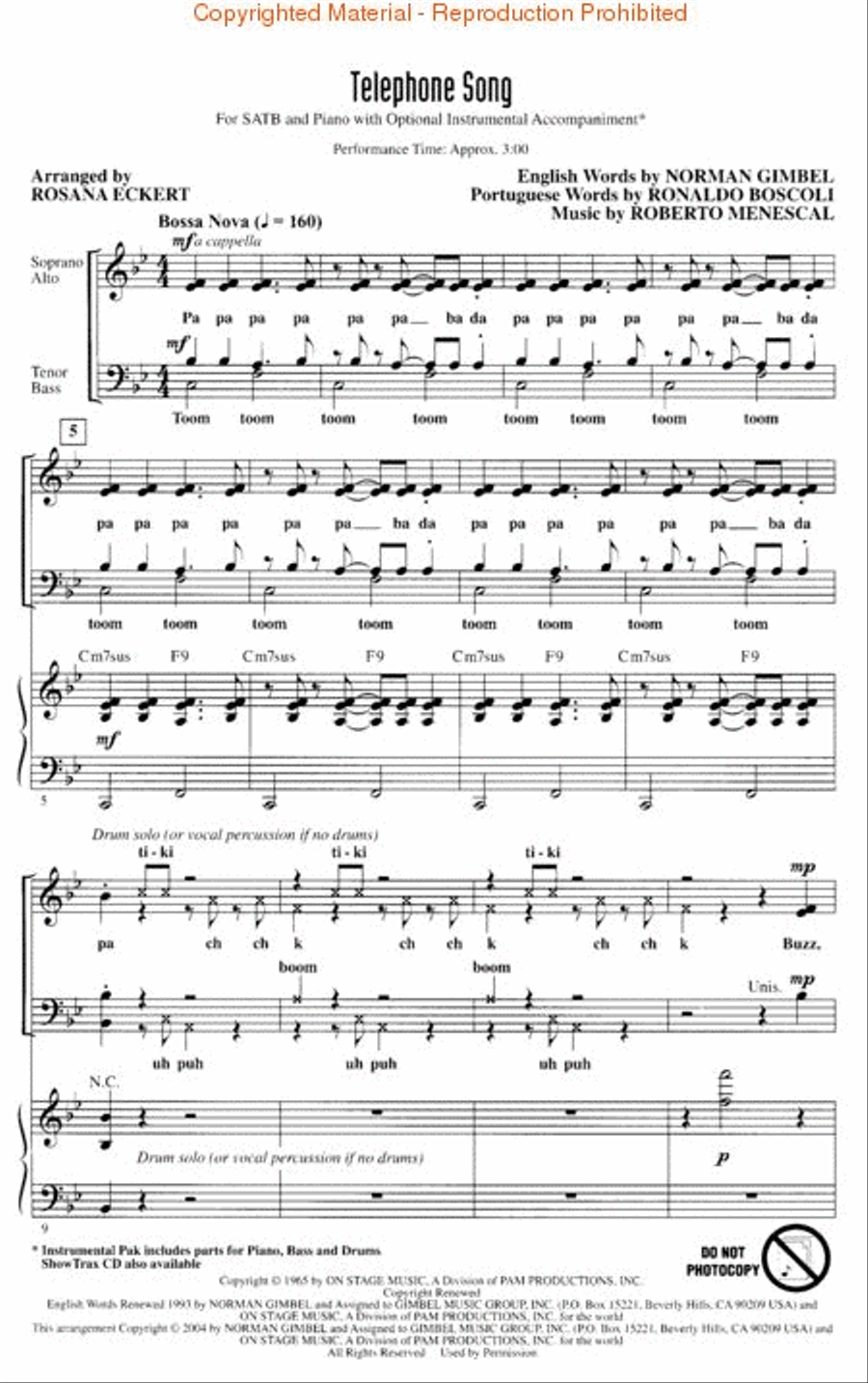 The Telephone Song 4-Part scores gallery preview page 2