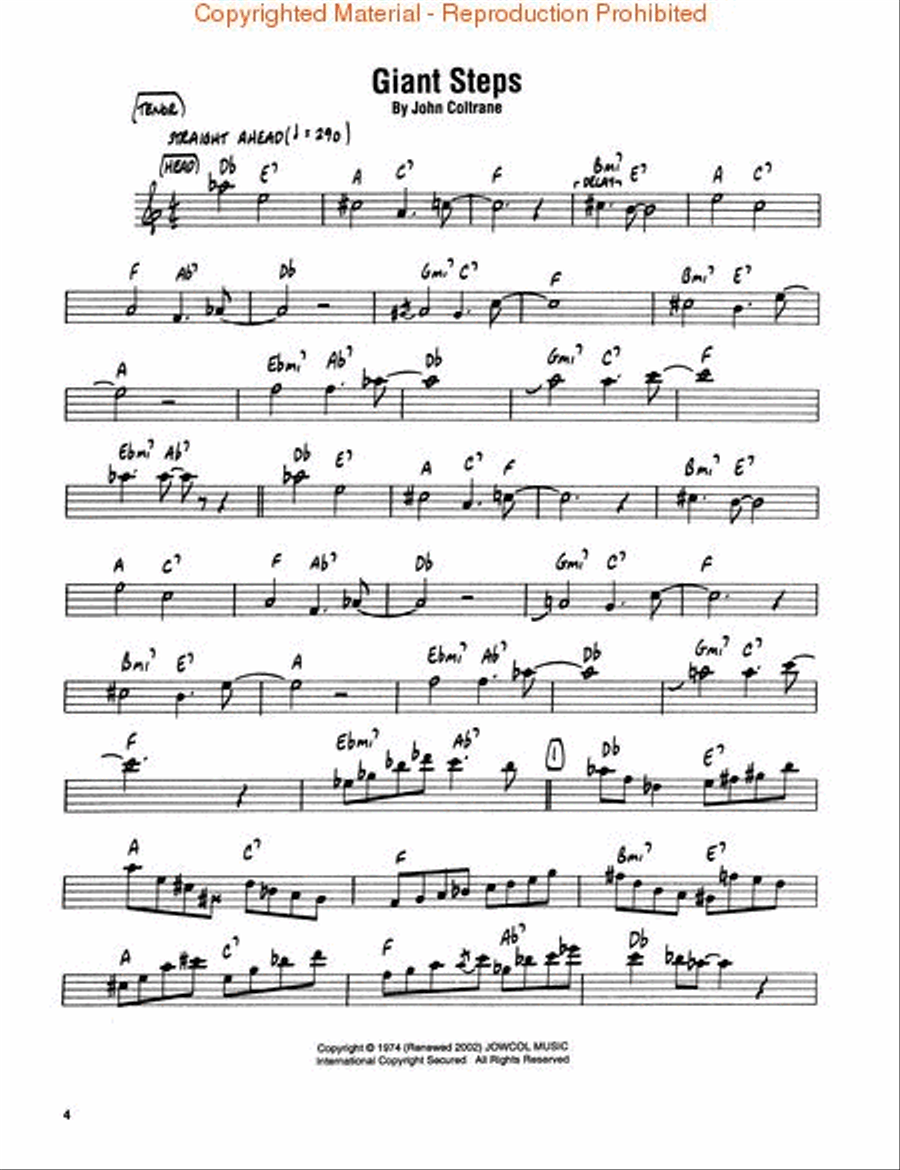 John Coltrane – Giant Steps Tenor Saxophone scores gallery preview page 2