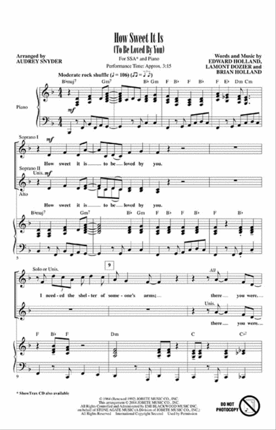 How Sweet It Is (To Be Loved by You) SSA scores gallery preview page 2