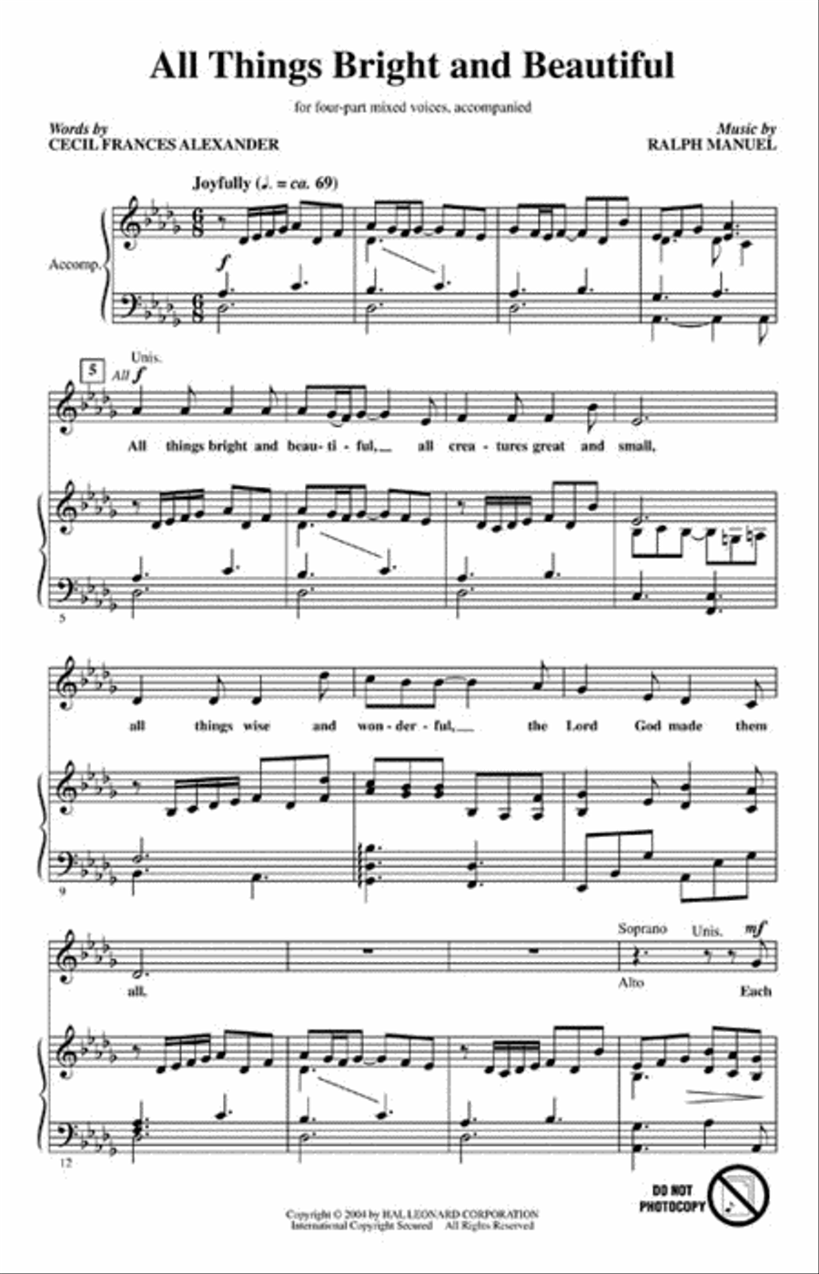All Things Bright and Beautiful 4-Part scores gallery preview page 2
