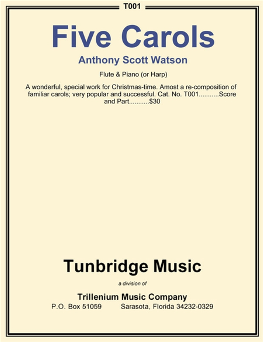 Five Carols Flute Solo scores gallery preview page 1
