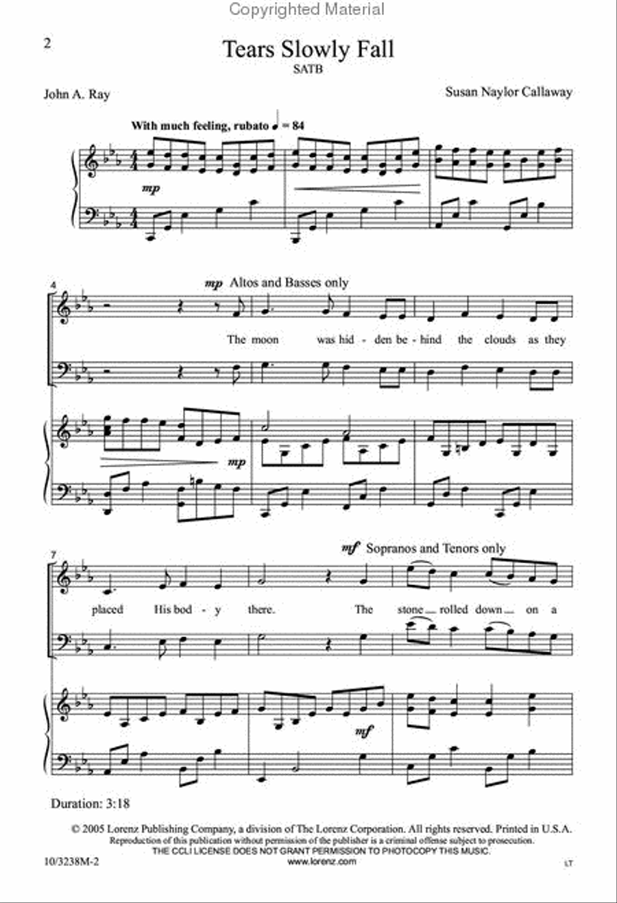 Tears Slowly Fall 4-Part scores gallery preview page 2