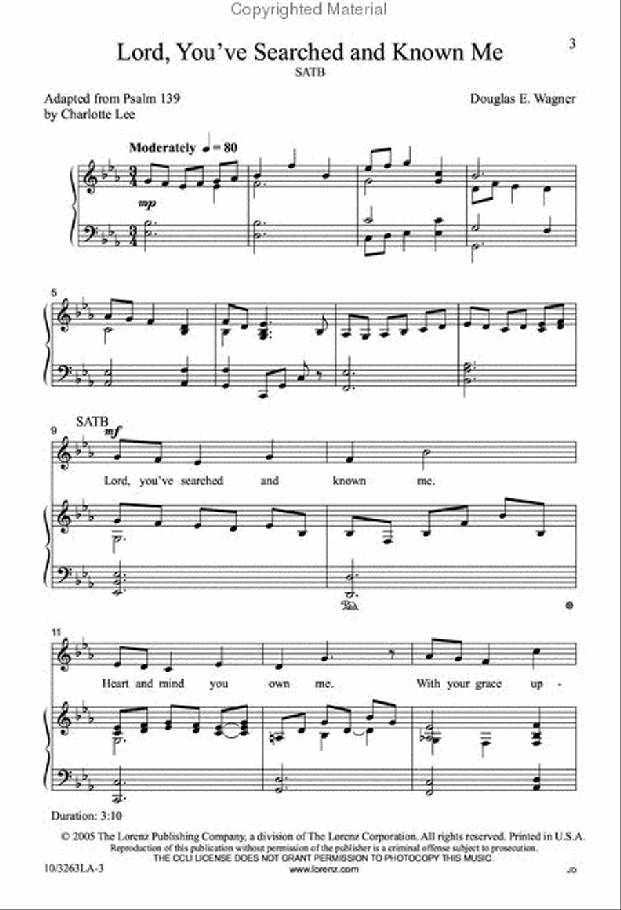 Lord, You've Searched and Known Me 4-Part scores gallery preview page 2