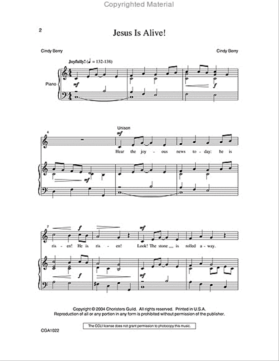 Jesus Is Alive! Unison Choir scores gallery preview page 2