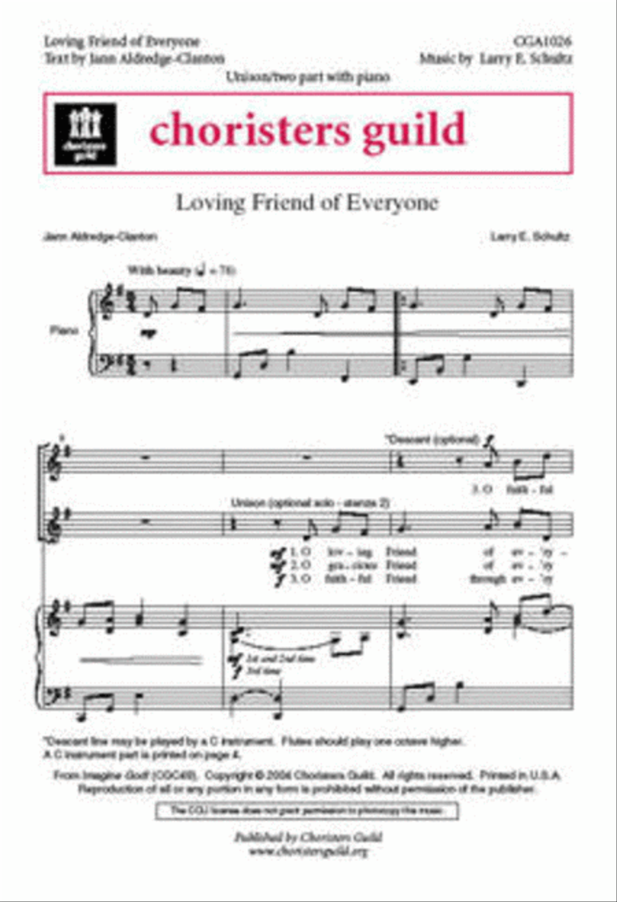 Loving Friend of Everyone Unison Choir scores gallery preview page 1