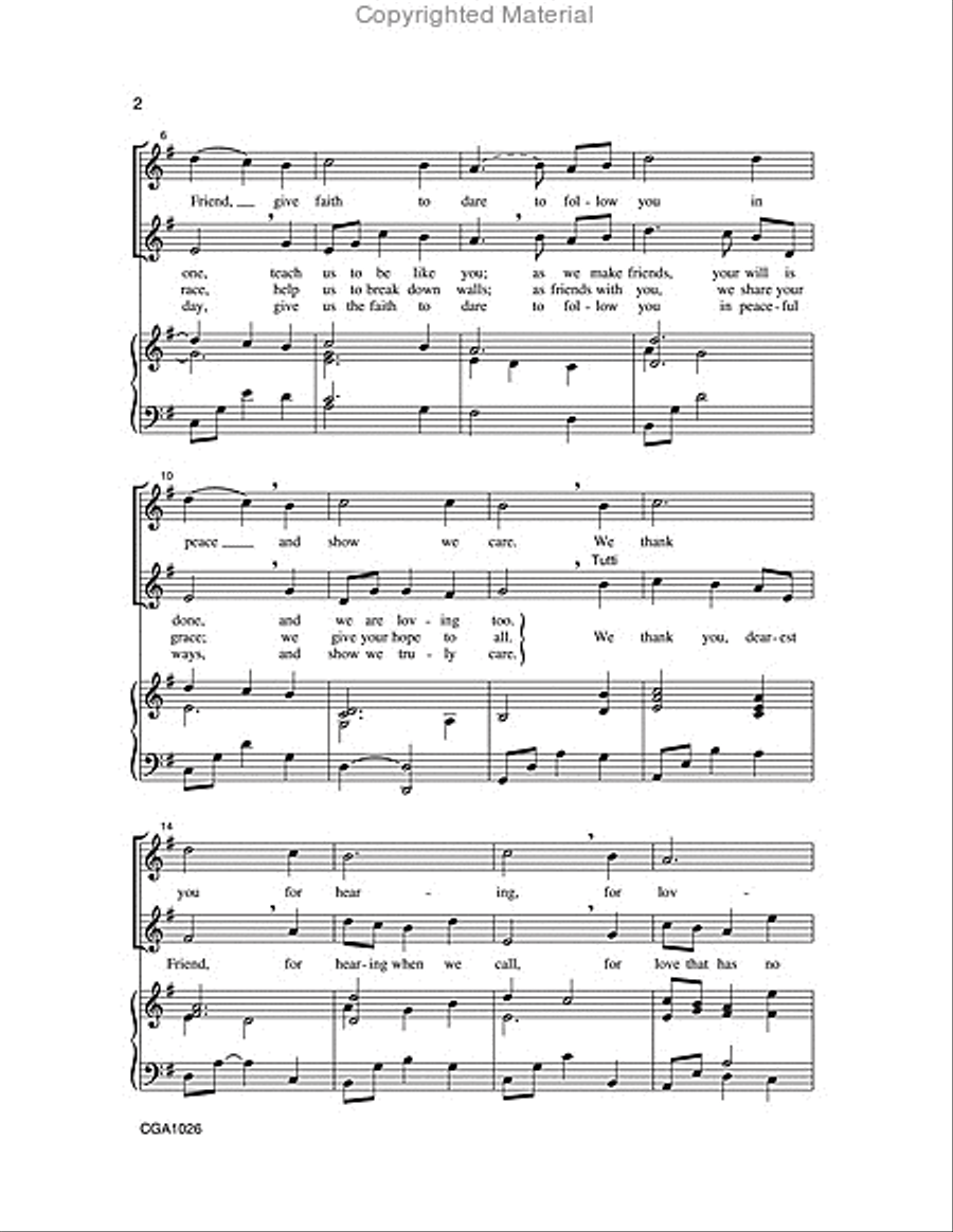 Loving Friend of Everyone Unison Choir scores gallery preview page 2
