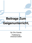 Beitrage Zum Geigenunterricht