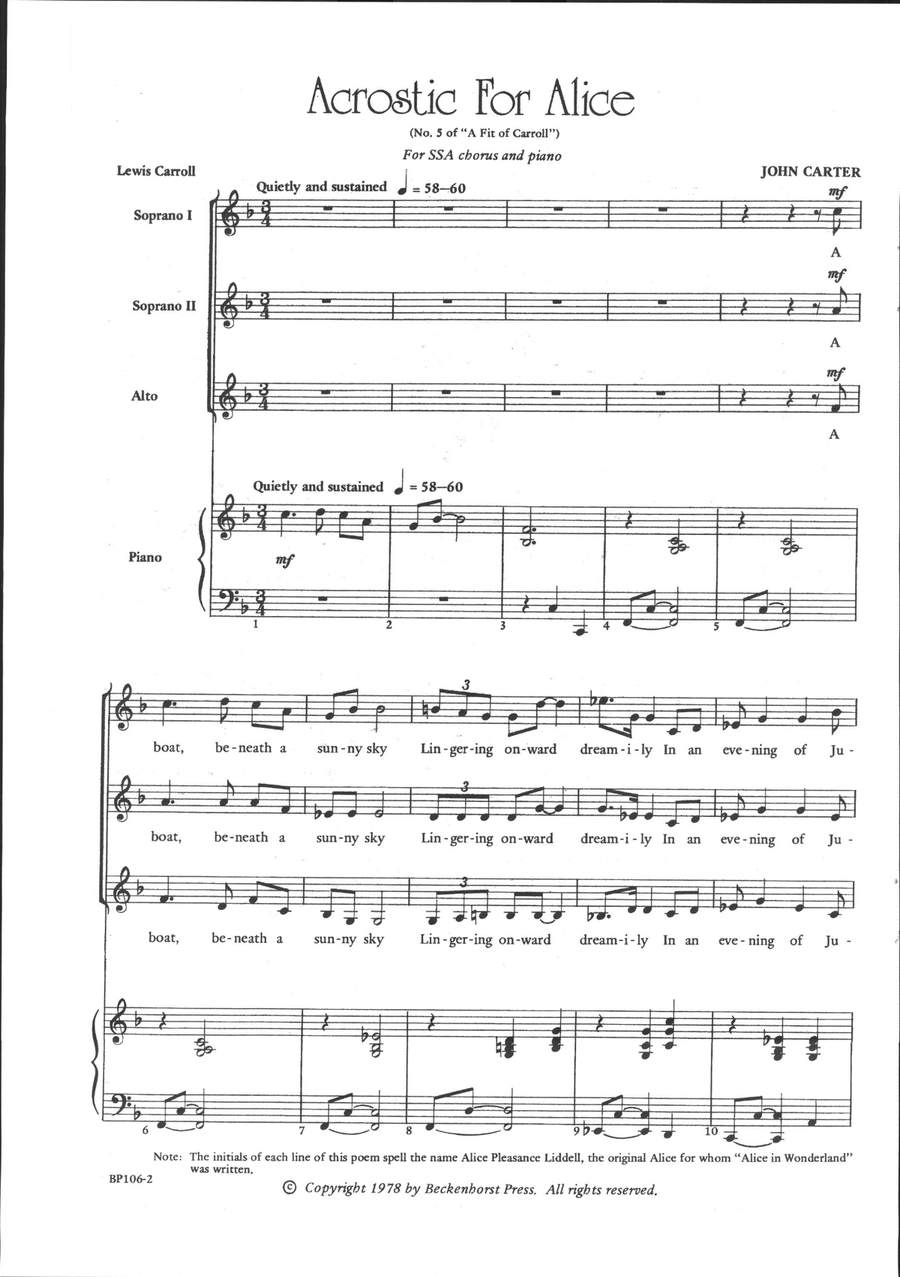 Acrostic for Alice (SSA) Acrostic for Alice (SSA) SSA scores gallery preview page 2