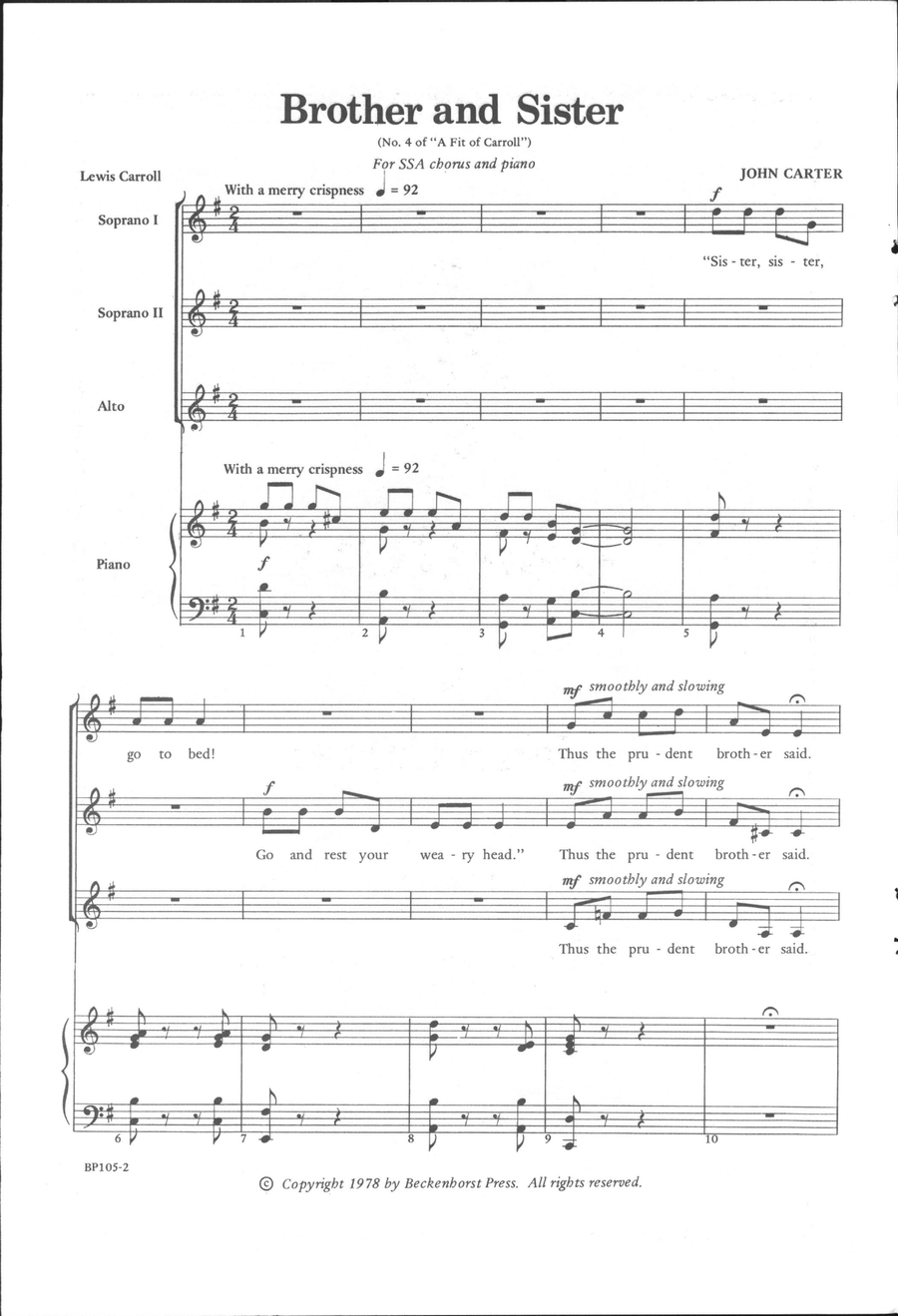 Brother and Sister Brother and Sister SSA scores gallery preview page 2