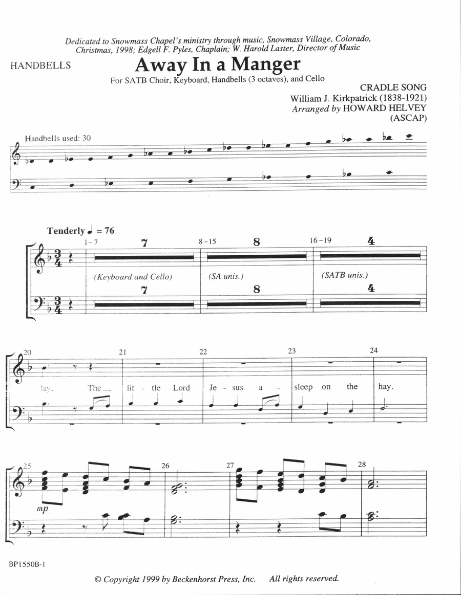 Away In a Manger - handbell part 3-Octaves scores gallery preview page 2