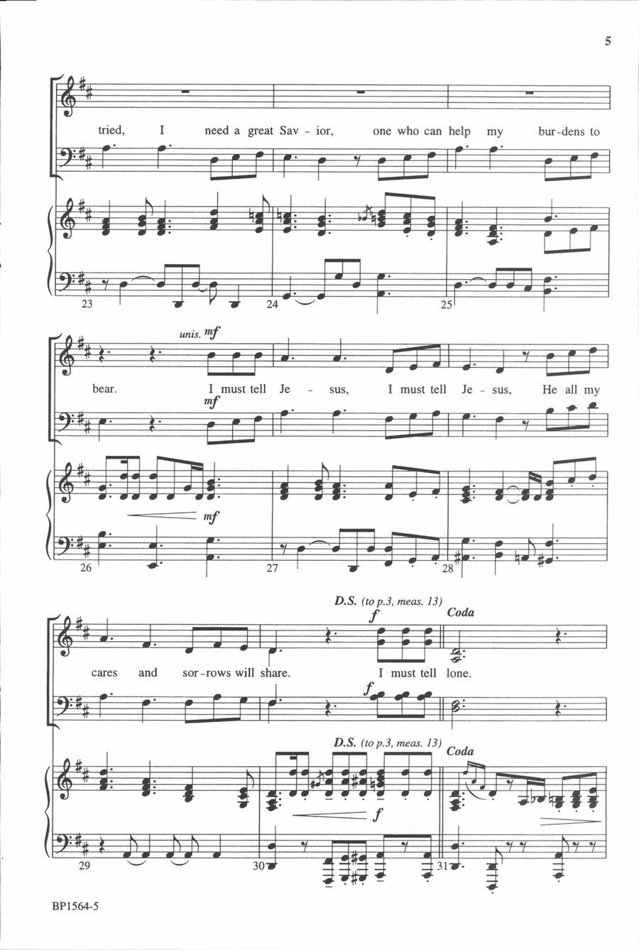 I Must Tell Jesus - SATB I Must Tell Jesus - SATB 4-Part scores gallery preview page 5