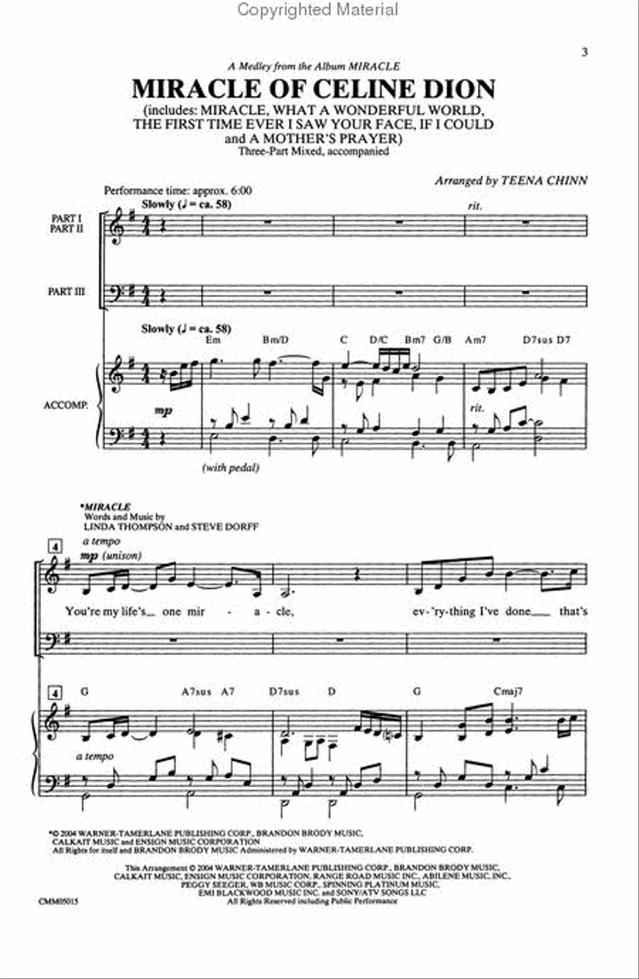 Miracle of Celine Dion (A Medley from the Album Miracle) 2-Part scores gallery preview page 2