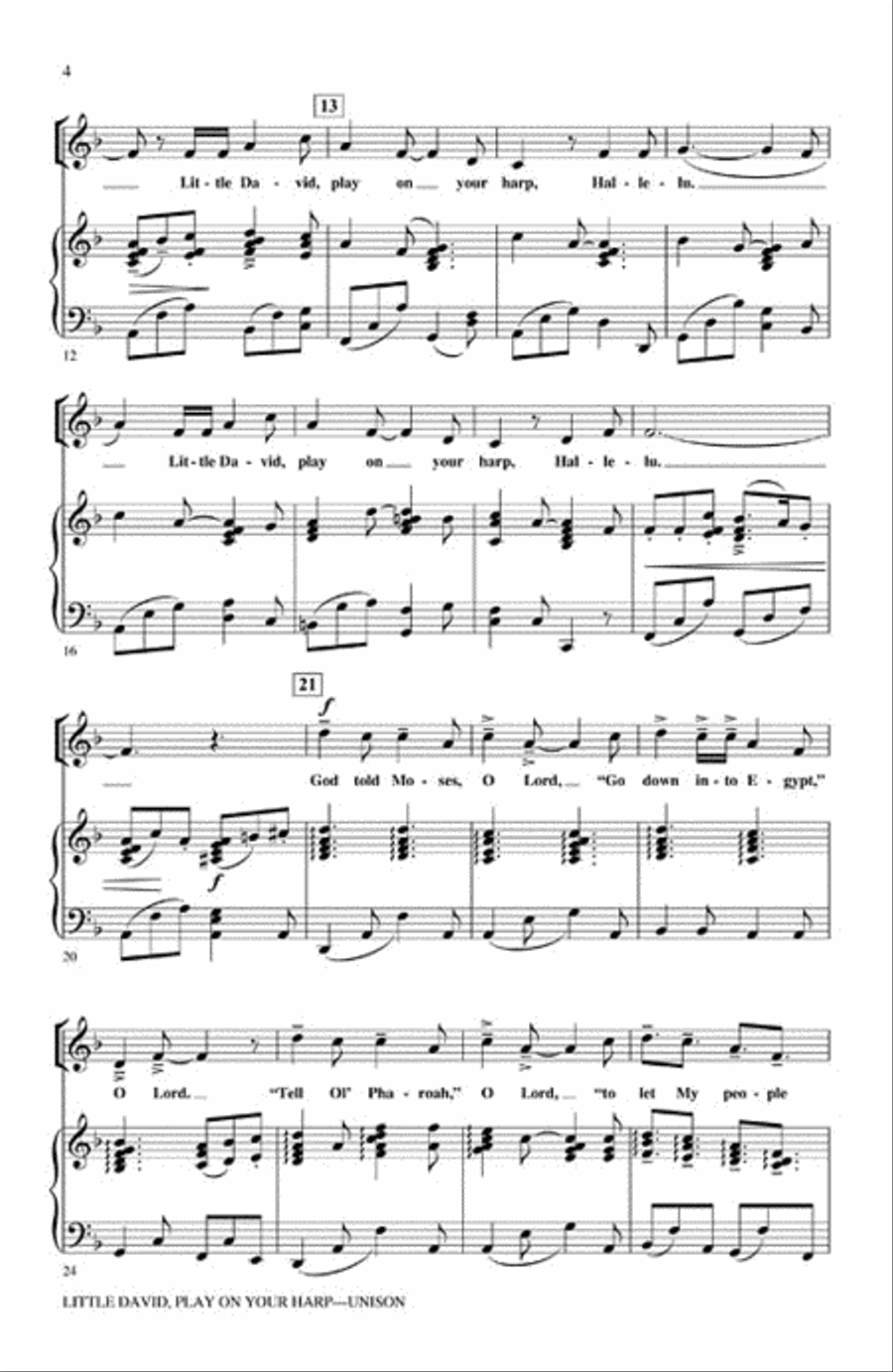 Little David, Play on Your Harp Unison Choir scores gallery preview page 3