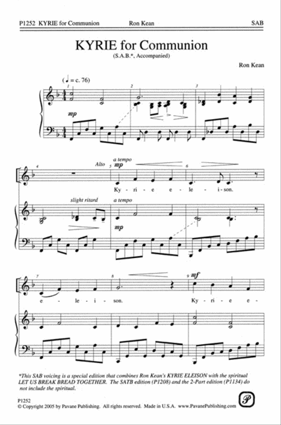 Kyrie for Communion Kyrie for Communion 3-Part scores gallery preview page 1
