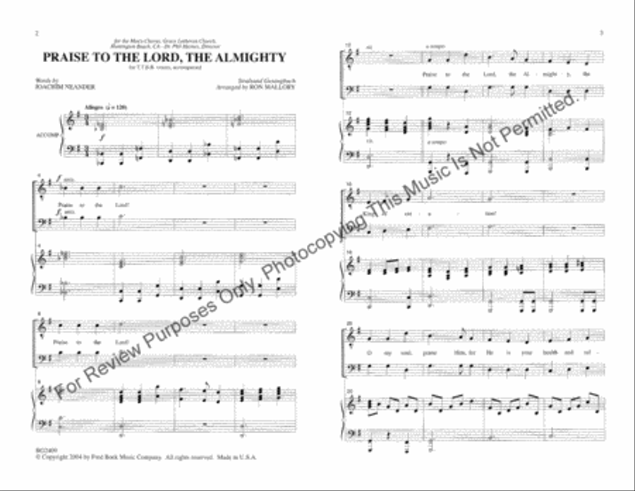 Praise to the Lord, the Almighty TTBB scores gallery preview page 2