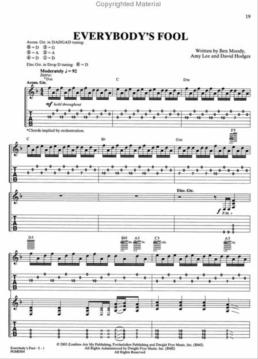 Evanescence -- Anywhere but Home Electric Guitar scores gallery preview page 2