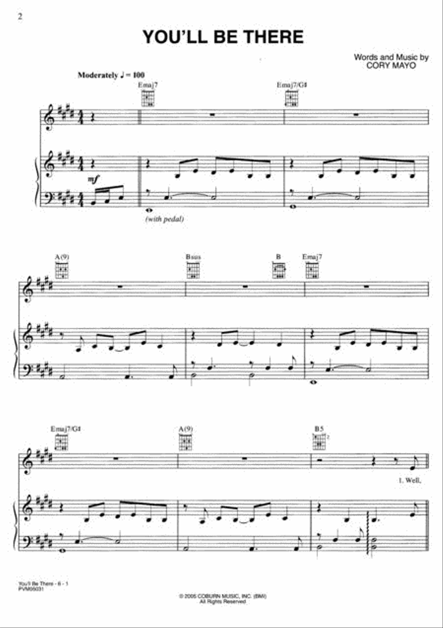 You'll Be There Piano, Vocal, Guitar scores gallery preview page 2