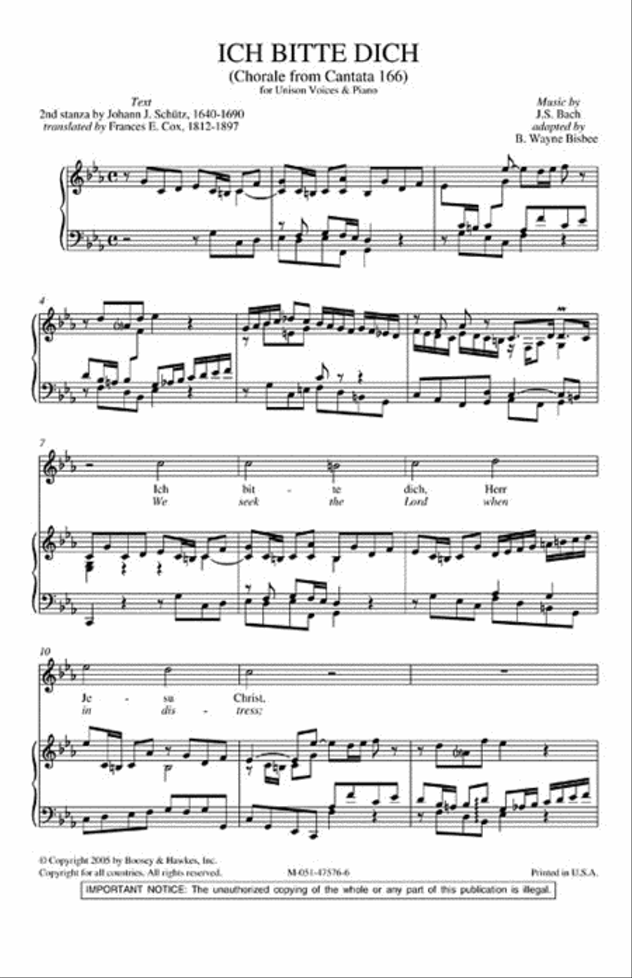 Ich Bitte Dich Ich Bitte Dich Unison Choir scores gallery preview page 2