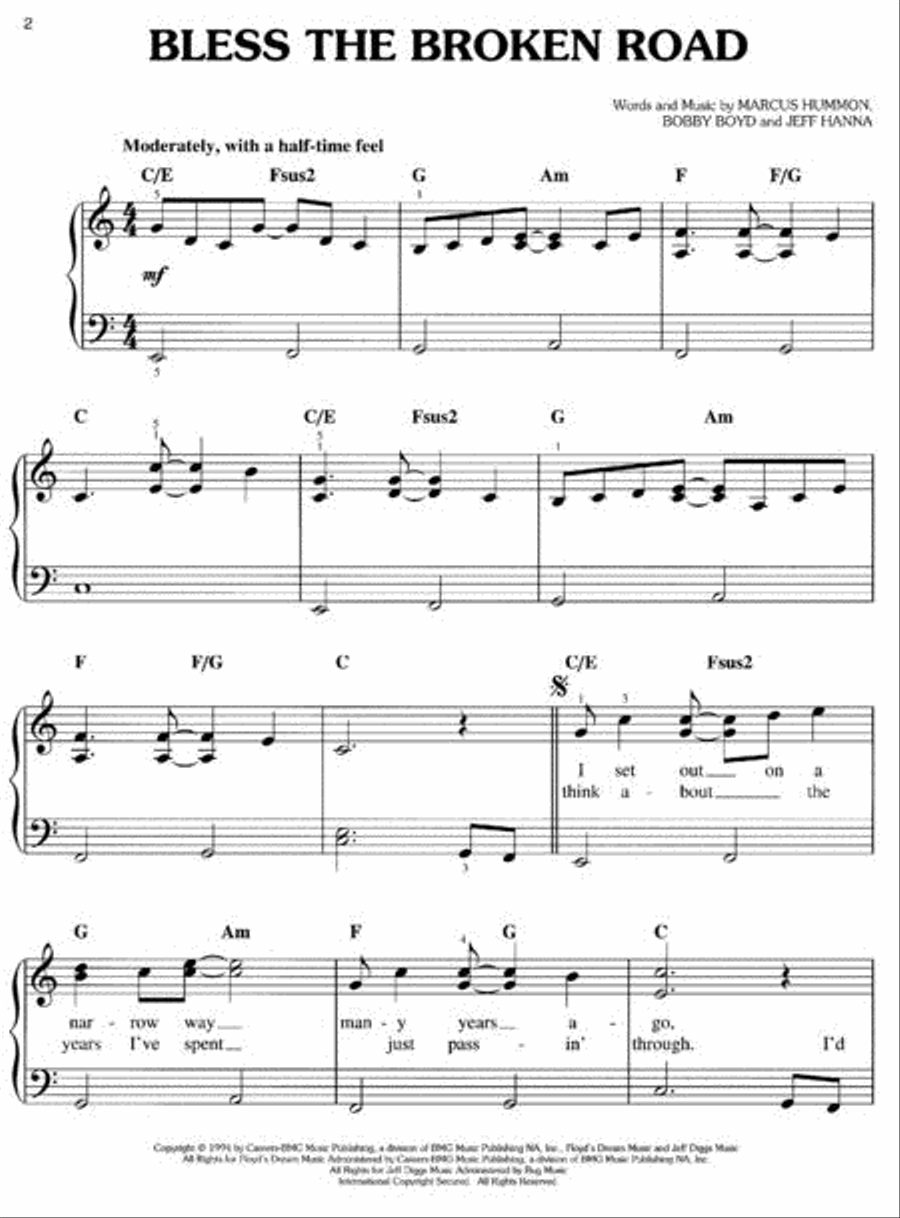 Bless the Broken Road Easy Piano scores gallery preview page 2