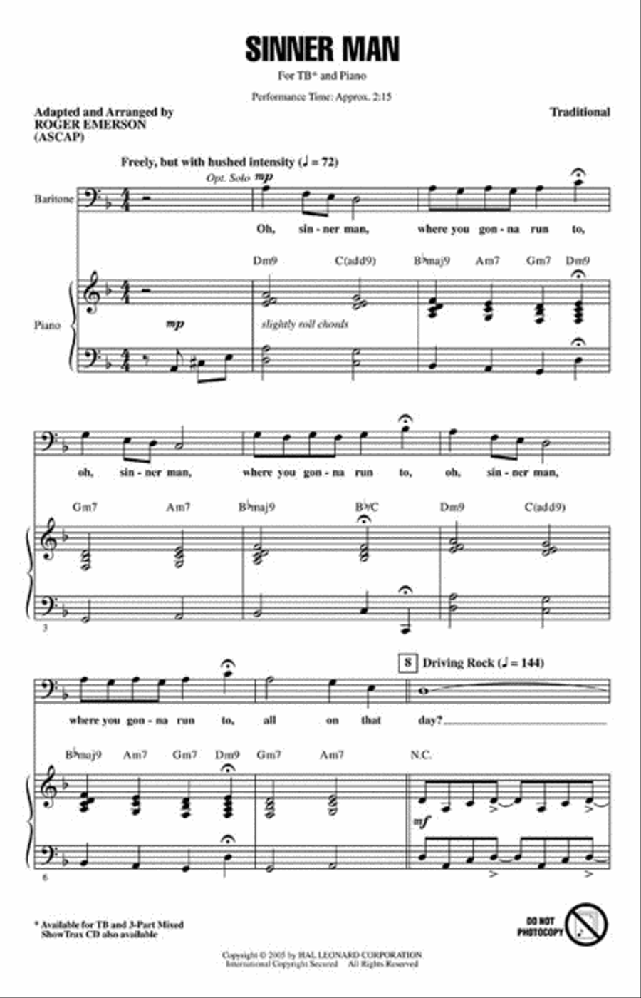 Sinner Man - ShowTrax CD Choir scores gallery preview page 2