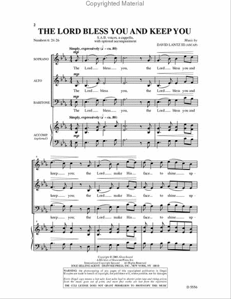 The Lord Bless You and Keep You 3-Part scores gallery preview page 2