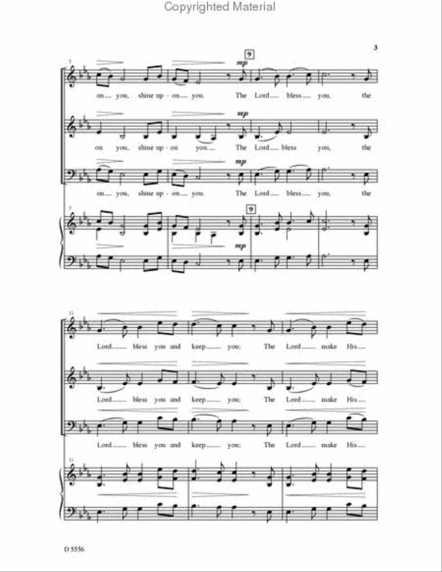 The Lord Bless You and Keep You 3-Part scores gallery preview page 3