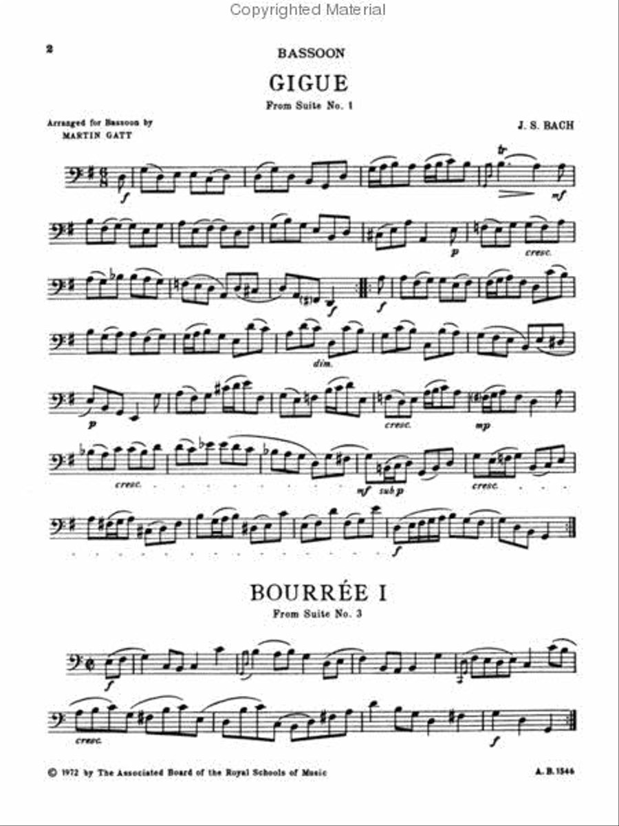 Three Movements from Solo Cello Suites Bassoon Solo scores gallery preview page 2