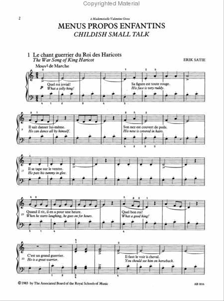 Nine Children's Pieces (Menus Propos Enfantins, Enfantillages Pittoresques, Peccadilles Importunes) Piano Method scores gallery preview page 2
