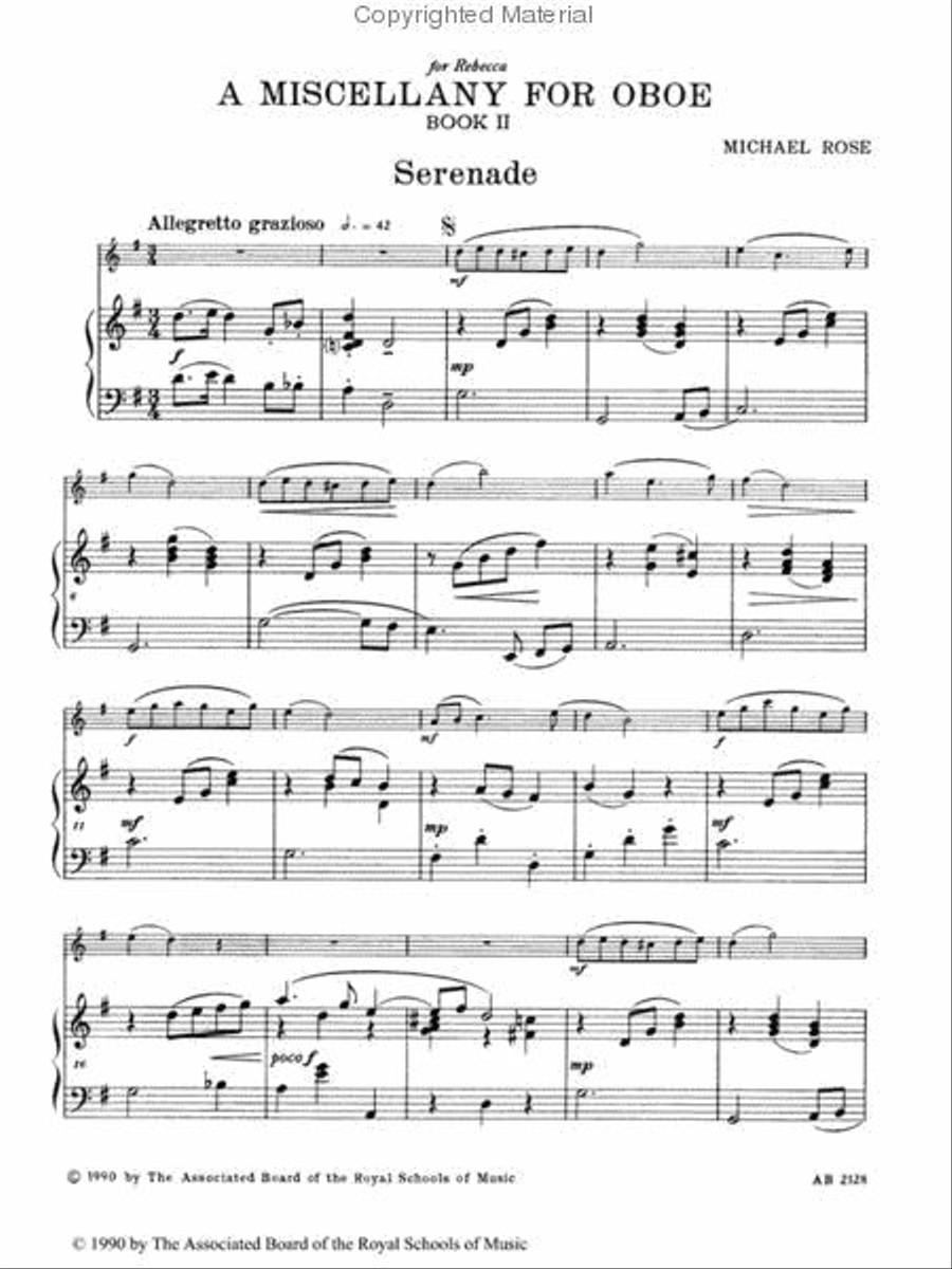 A Miscellany for Oboe, Book II Piano Accompaniment scores gallery preview page 2