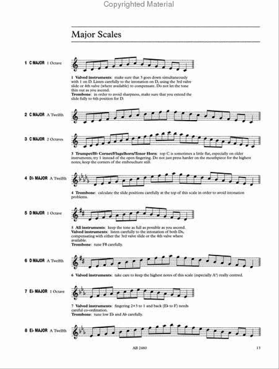 Scales and Arpeggios for Trumpet and Brass Band Instruments, Treble Clef, Grades 1-8 Brass Band scores gallery preview page 3