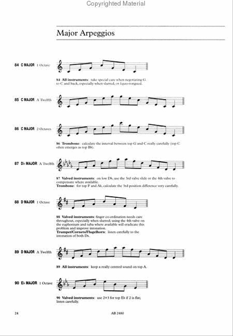 Scales and Arpeggios for Trumpet and Brass Band Instruments, Treble Clef, Grades 1-8 Brass Band scores gallery preview page 4