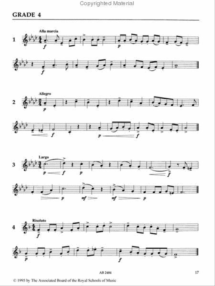 Specimen Sight-Reading Tests for Trumpet and Brass Band Instruments (Treble clef), Grades 1-5 Brass Band scores gallery preview page 2