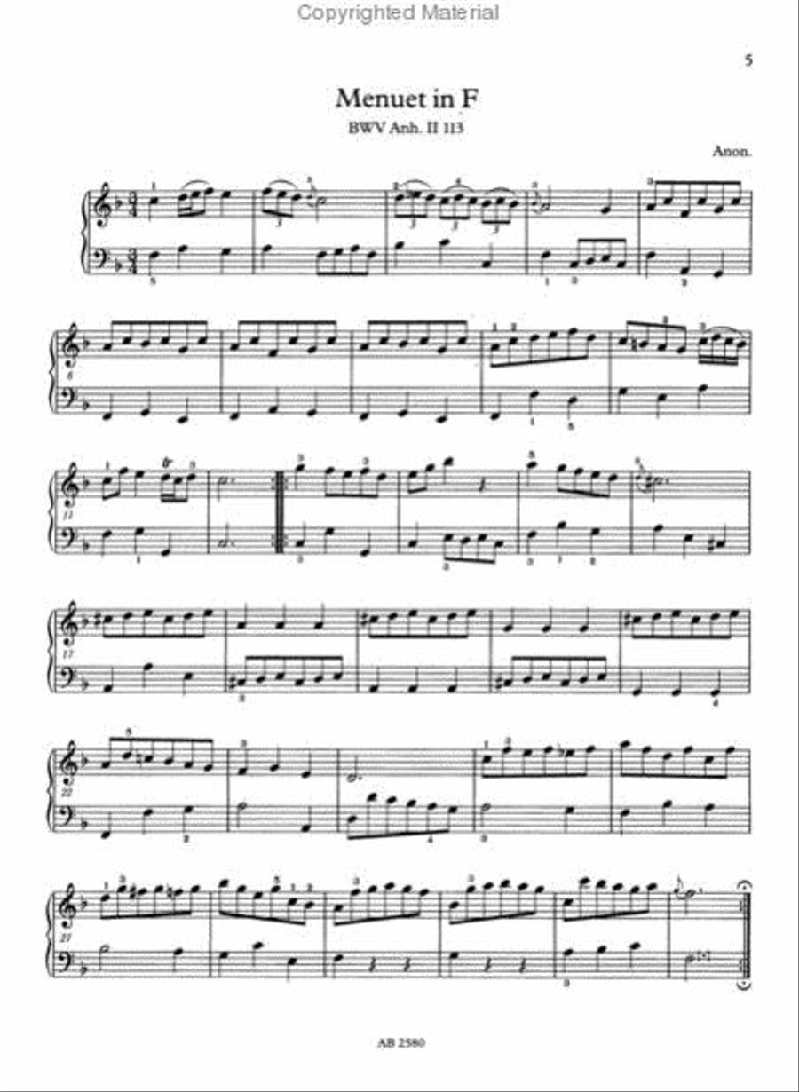 The Anna Magdalena Bach Book of 1725 Piano Method scores gallery preview page 2