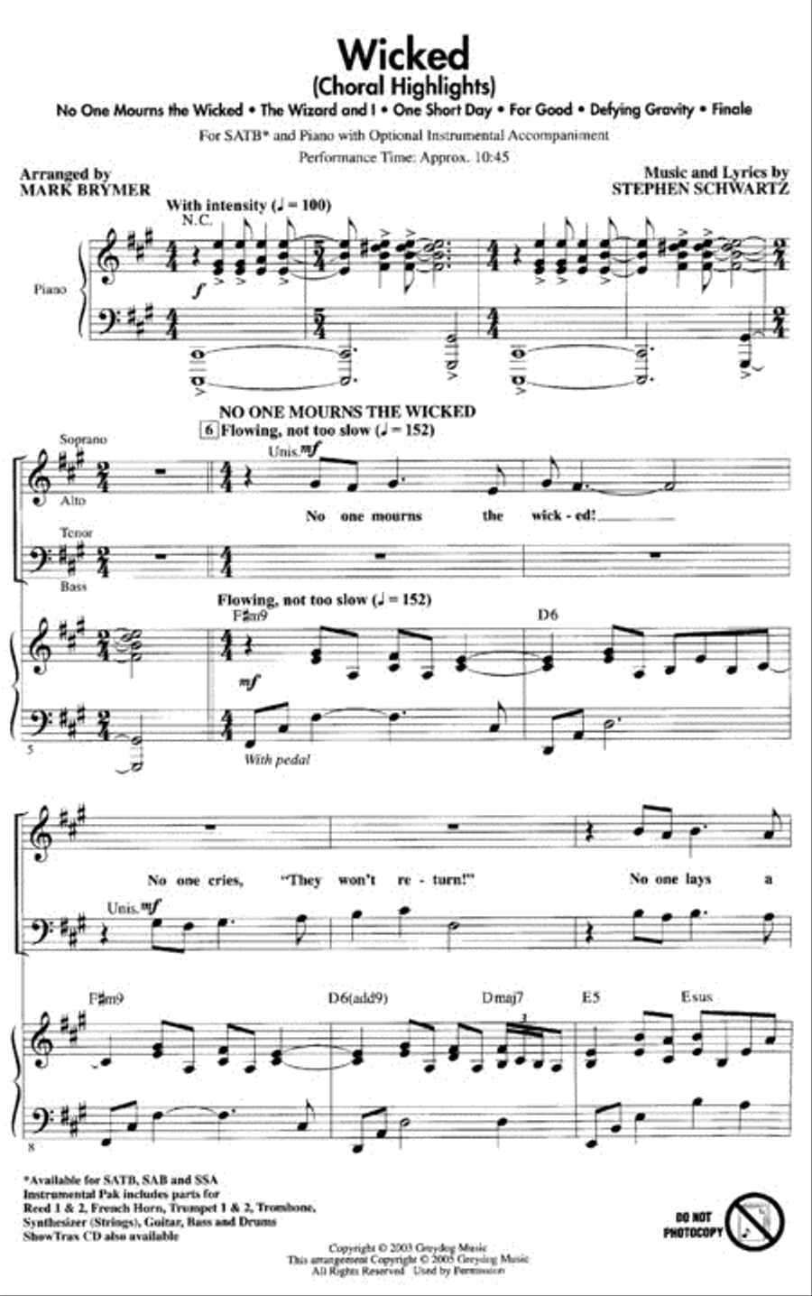Wicked (Choral Highlights) 4-Part scores gallery preview page 2