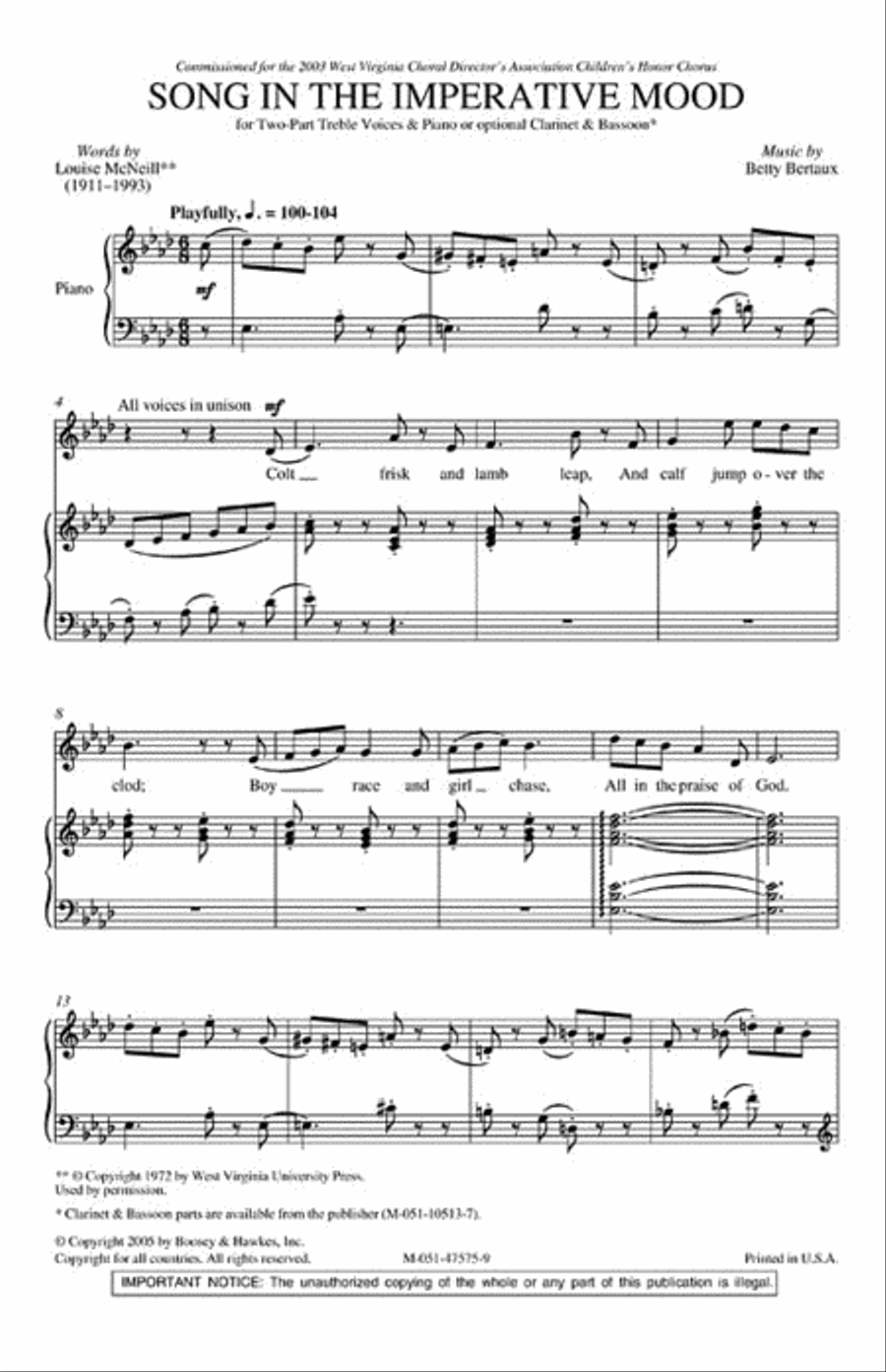 Song in the Imperative Mood 2-Part scores gallery preview page 2
