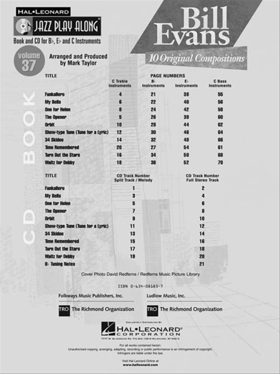Bill Evans: 10 Original Compositions C Instrument scores gallery preview page 3