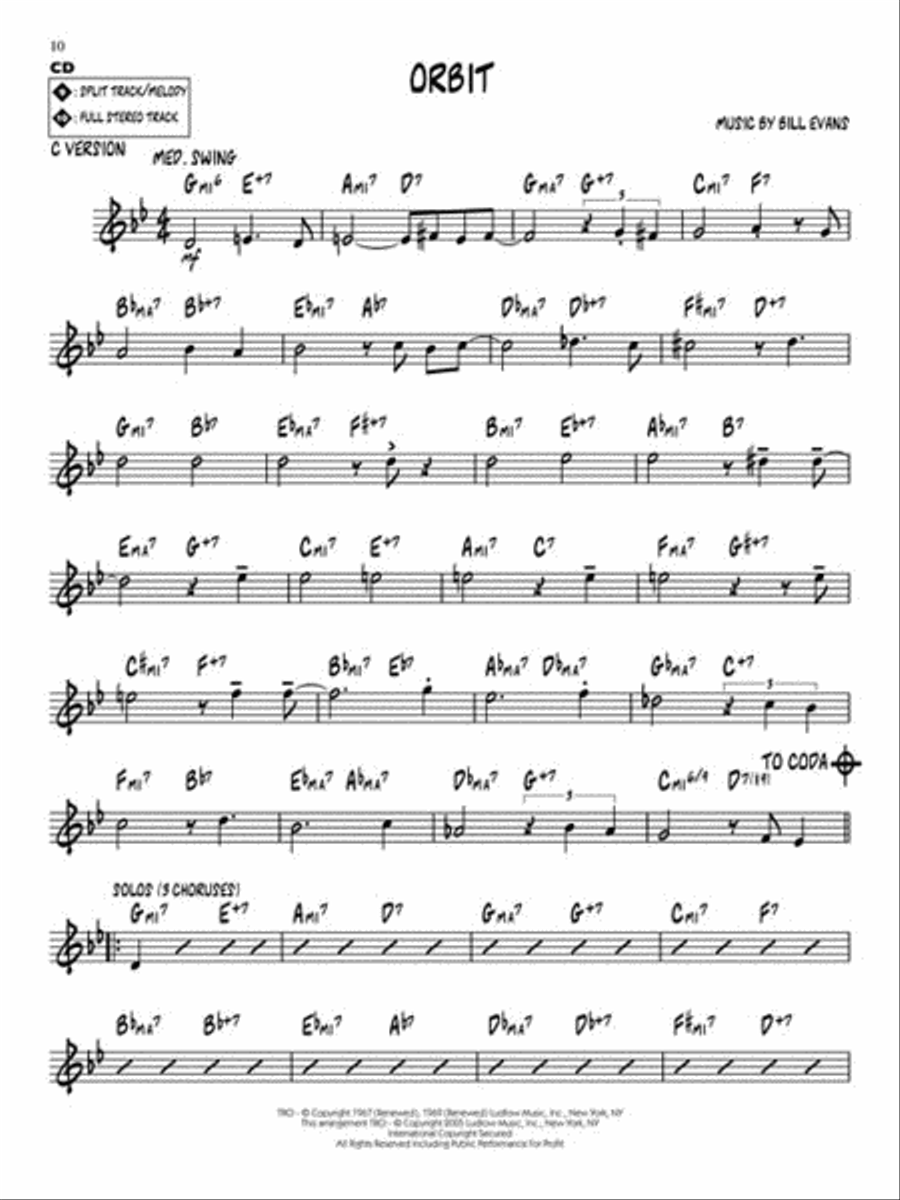 Bill Evans: 10 Original Compositions C Instrument scores gallery preview page 6