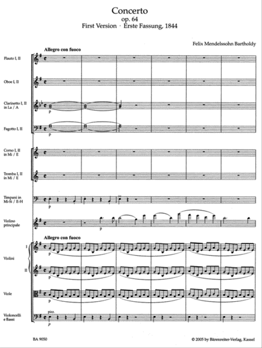 Concerto for Violin and Orchestra e minor, Op. 64 Orchestra scores gallery preview page 2