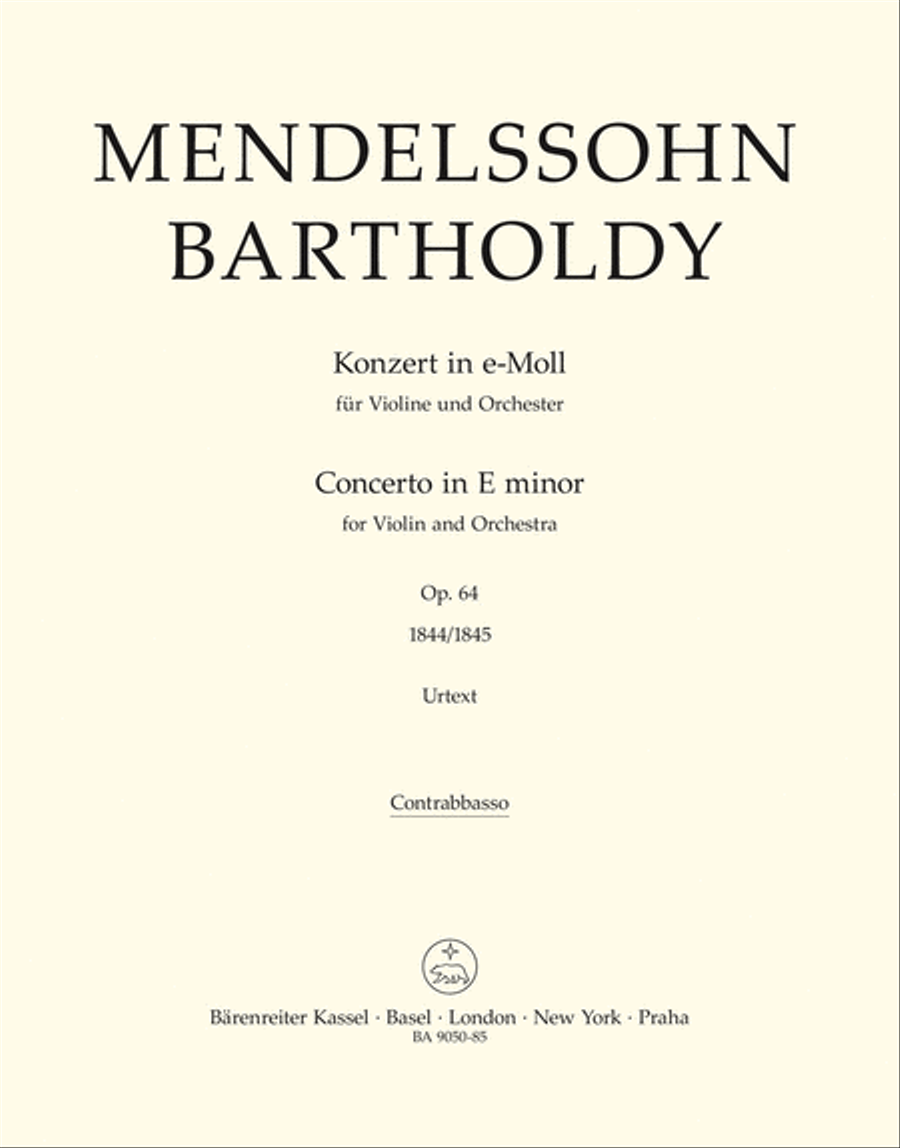 Concerto for Violin and Orchestra E minor, op. 64 Double Bass scores gallery preview page 1
