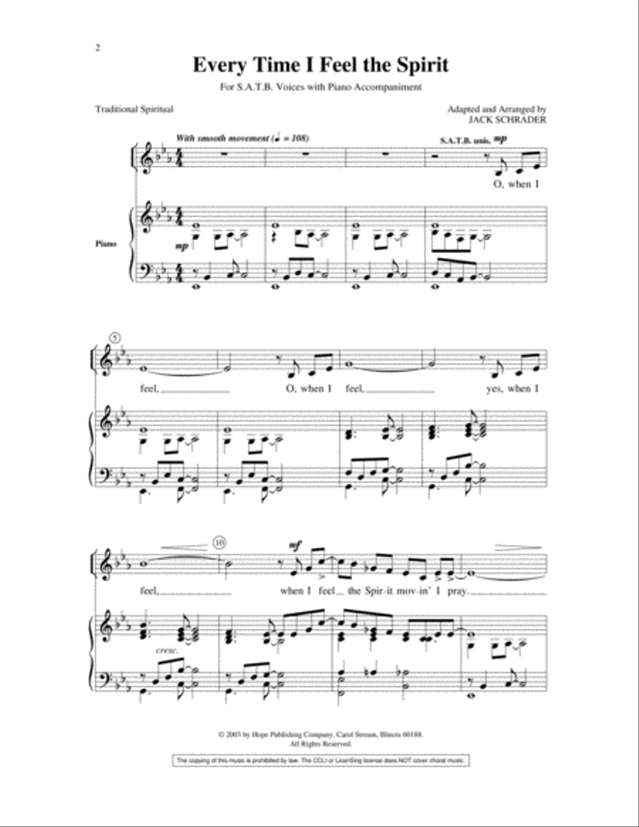 Every Time I Feel the Spirit 4-Part scores gallery preview page 2