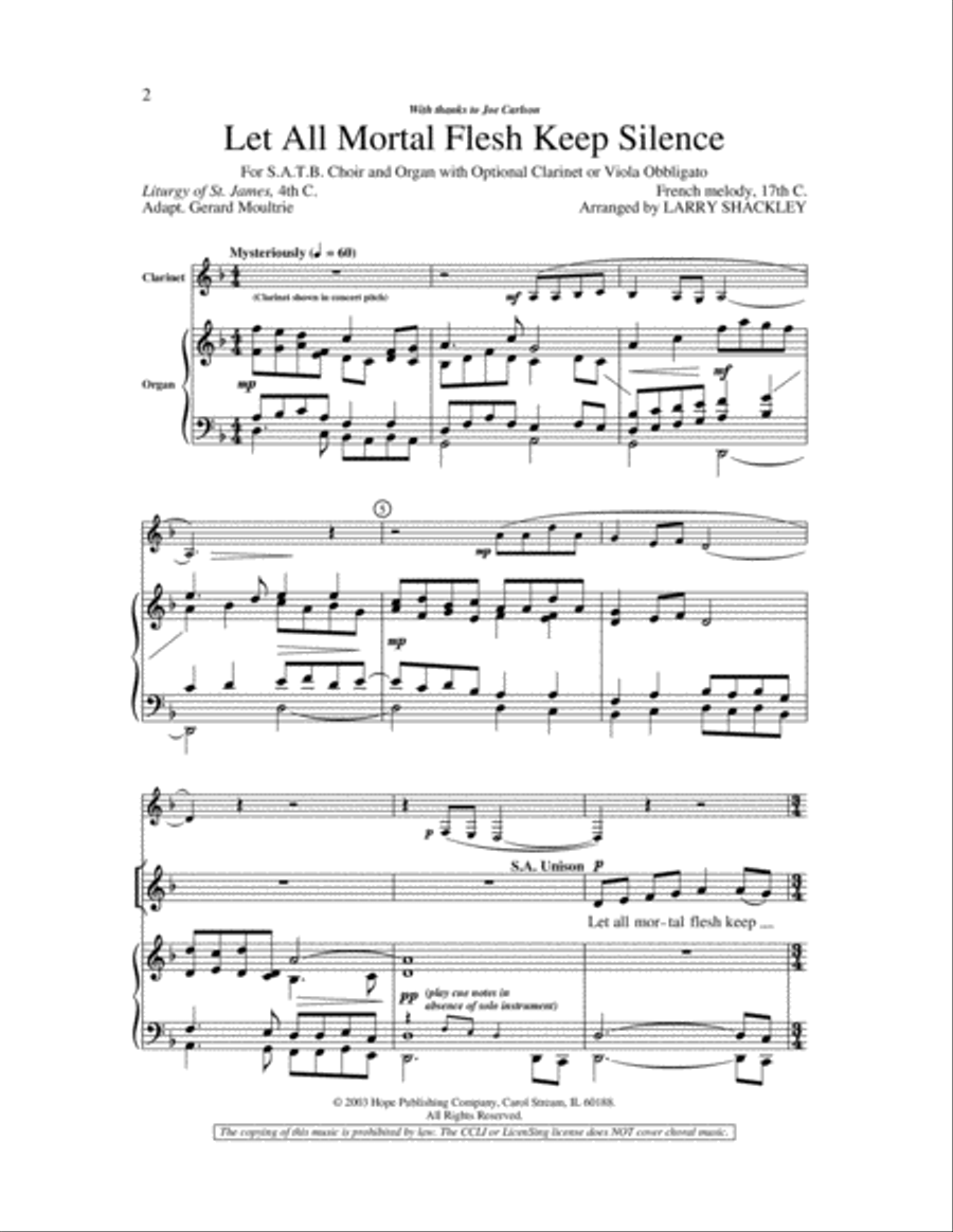 Let All Mortal Flesh Keep Silence 4-Part scores gallery preview page 2