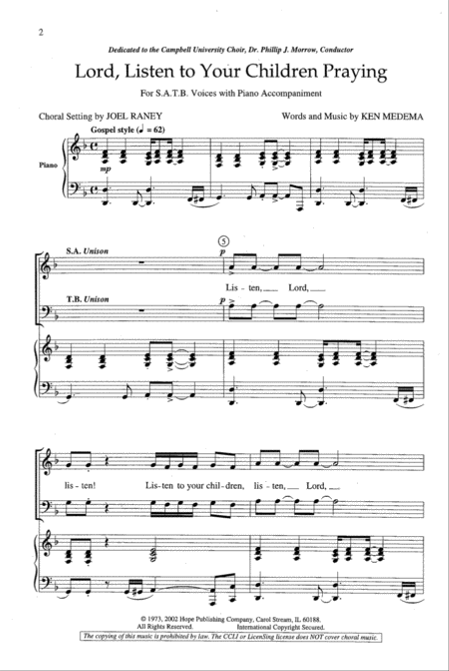 Lord, Listen to Your Children Praying 4-Part scores gallery preview page 2