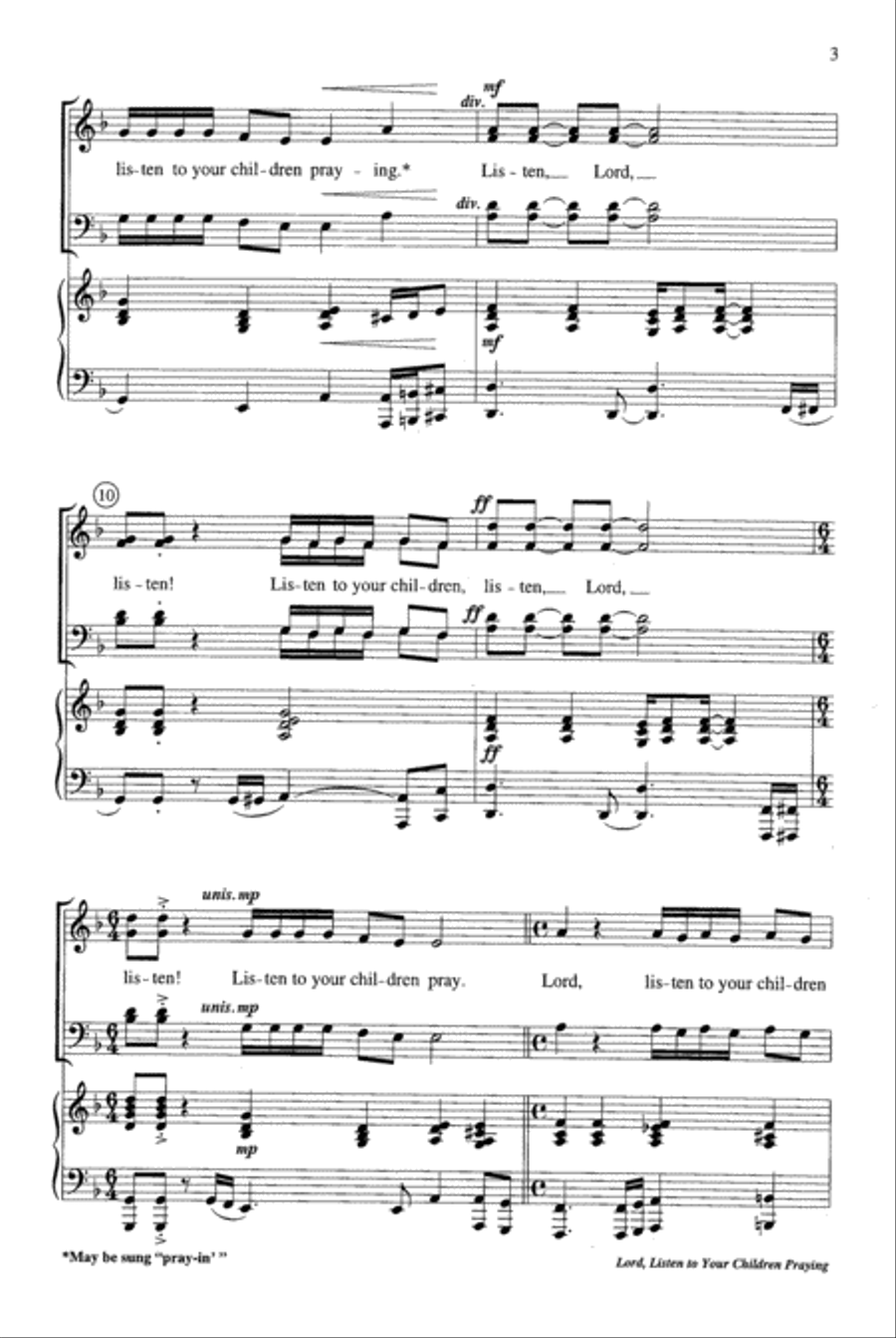 Lord, Listen to Your Children Praying 4-Part scores gallery preview page 3