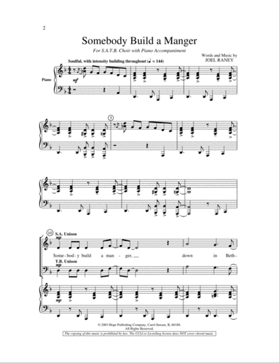 Somebody Build a Manger Somebody Build a Manger 4-Part scores gallery preview page 2