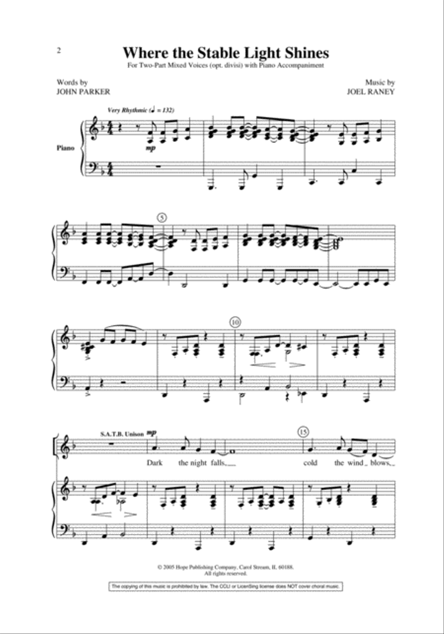 Where the Stable Light Shines 2-Part scores gallery preview page 2
