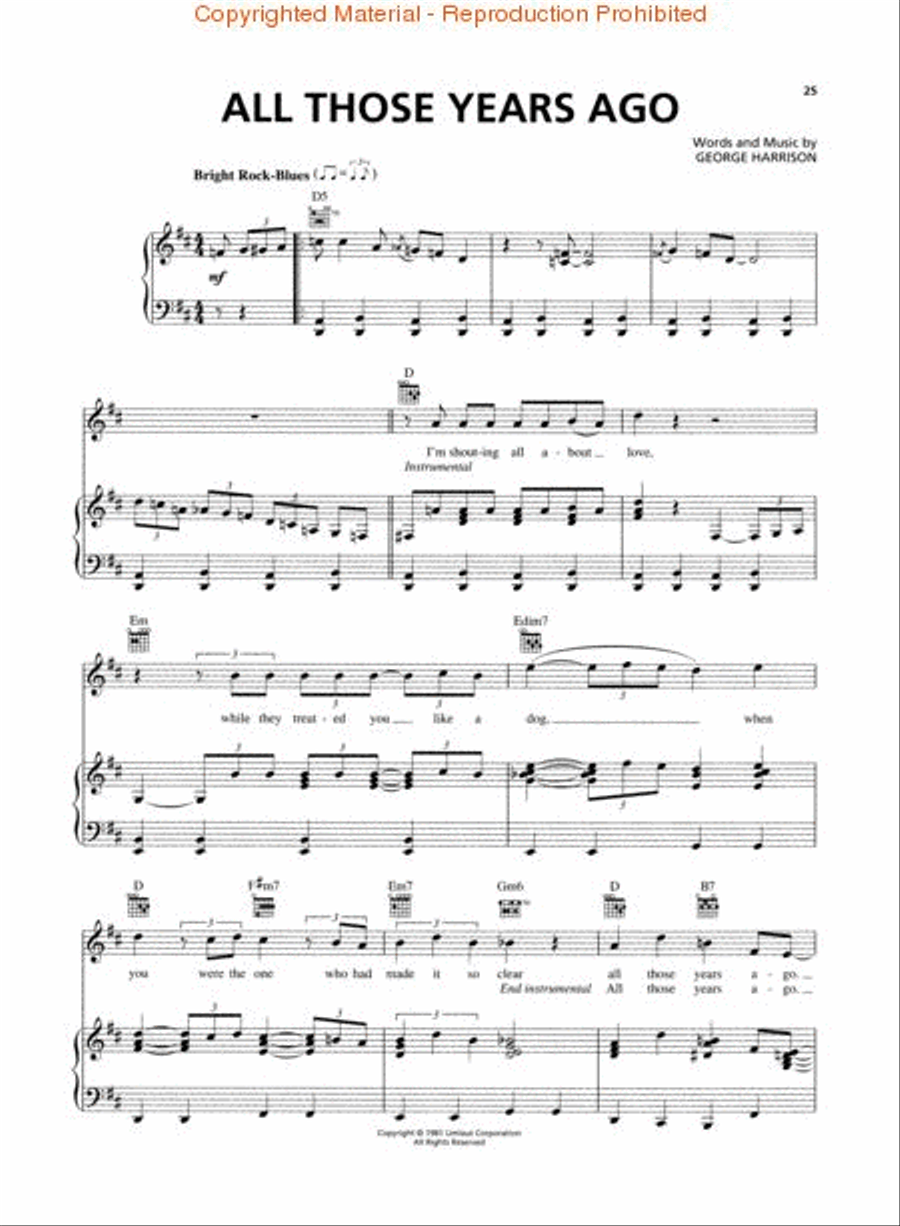 George Harrison – The Dark Horse Years 1976-1992 Piano, Vocal, Guitar scores gallery preview page 2