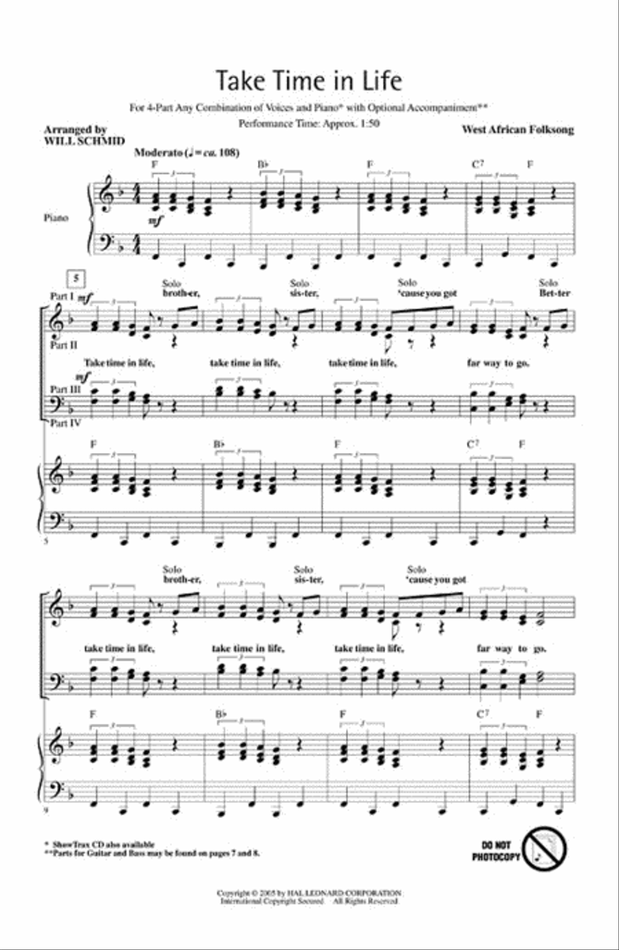 Take Time in Life Take Time in Life 4-Part scores gallery preview page 2